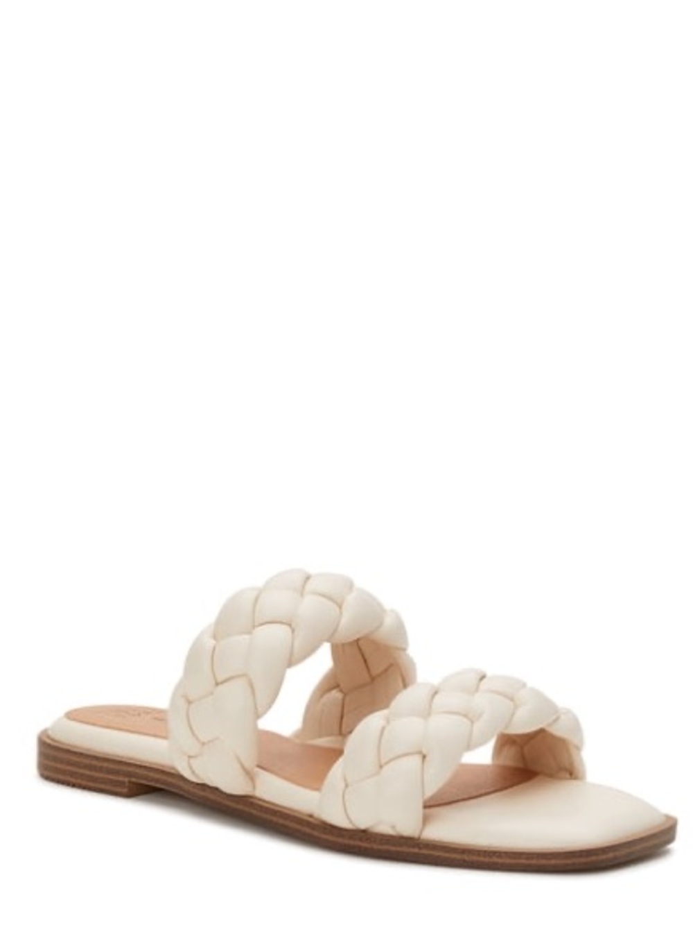 NWT Time and Tru Women's Cream Braided Two Band Sandals - 6